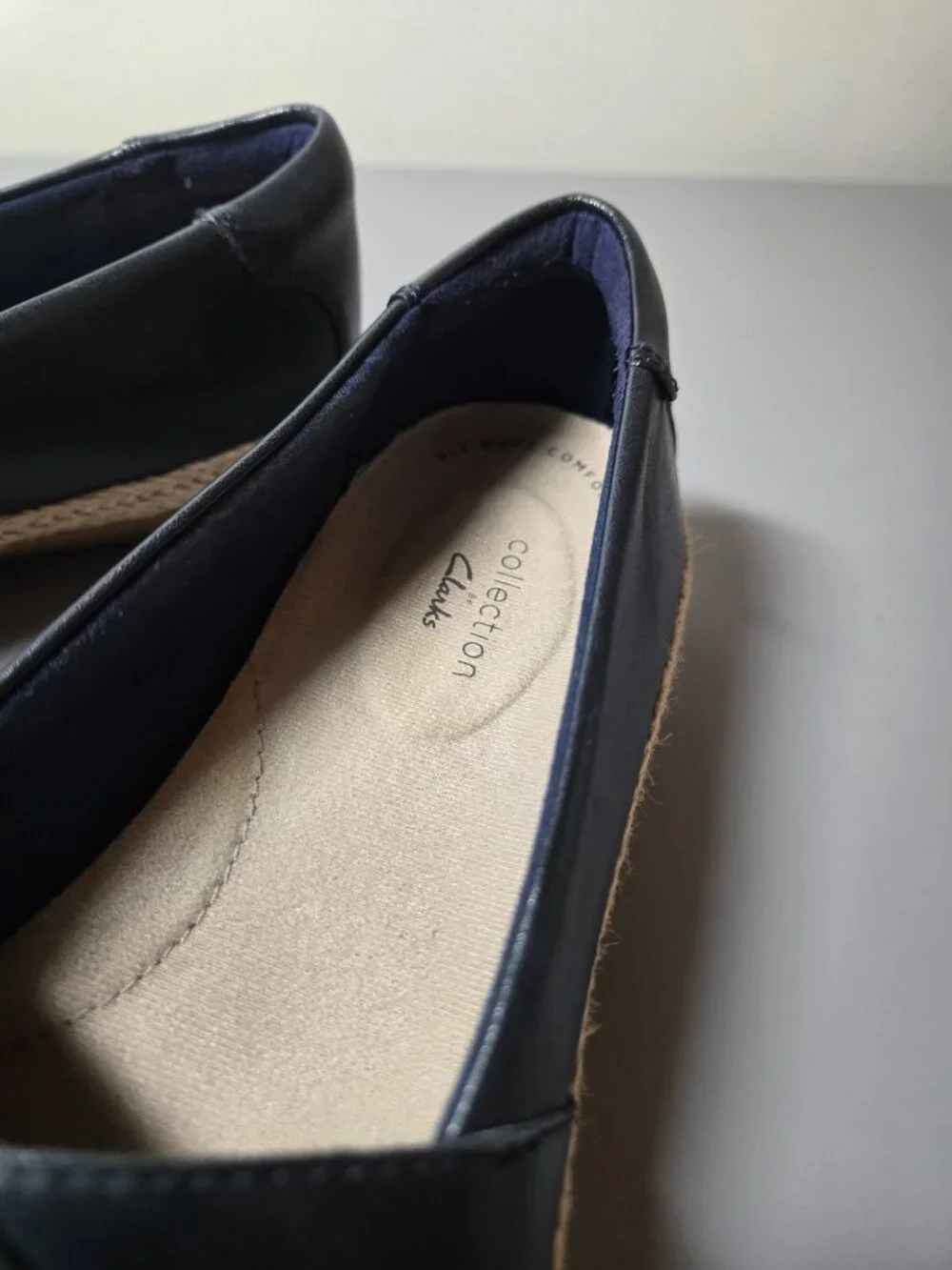 Clarks Collection Women's Danelly Shine Espadrille Navy Slip On Flats Size 8